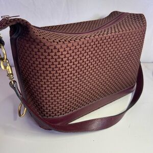 Vintage Lanvin Paris Train Case Vanity Bag Woven Jacquard Leather Trim. *RARE*